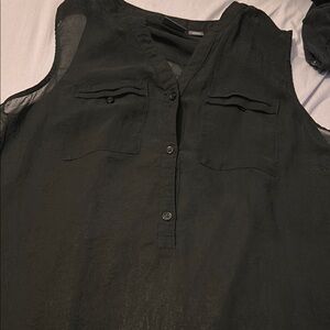 Black Sleeveless Button-Up Top